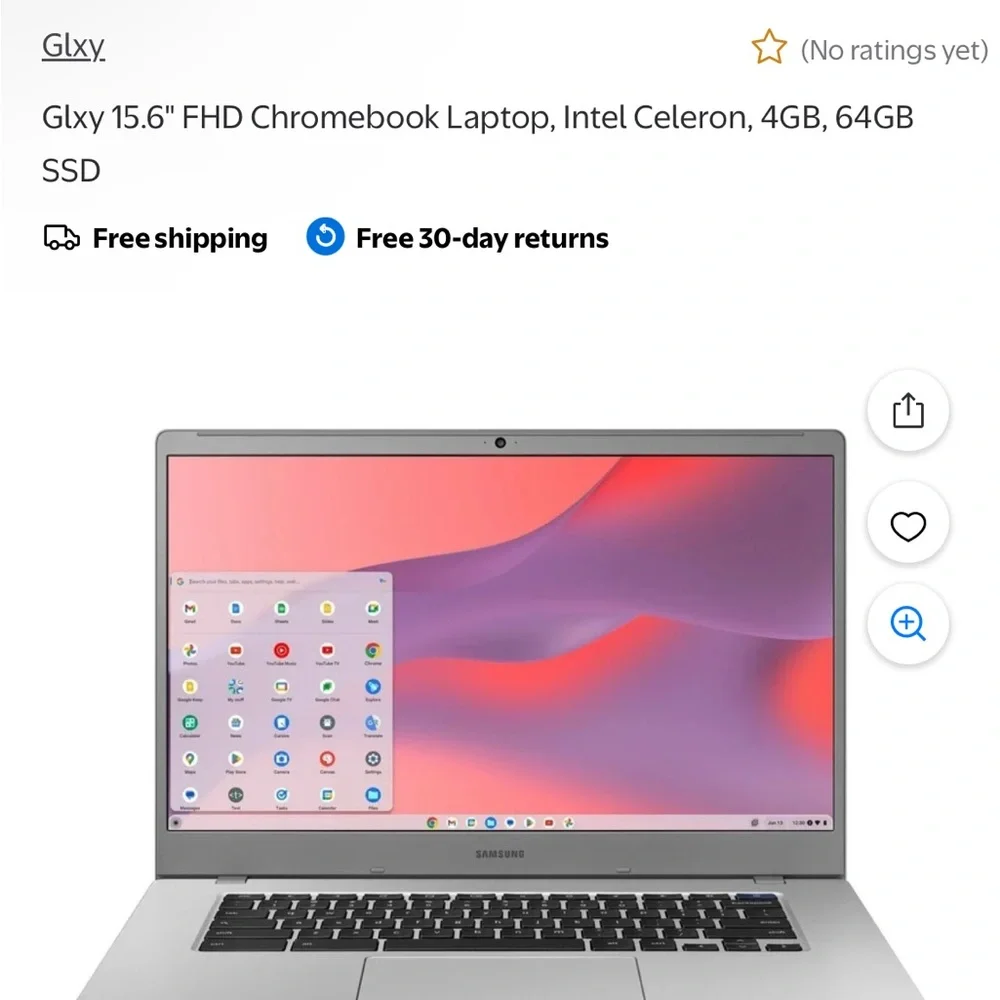 Samsung Silver Chromebook Compact Design with Black Accents